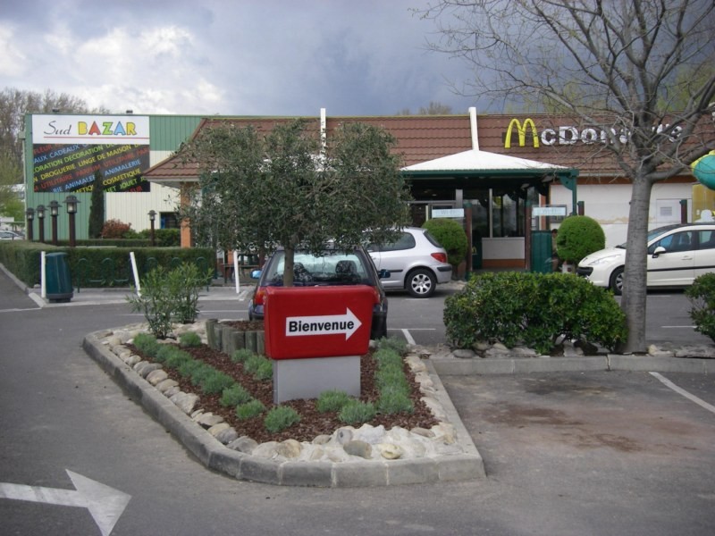Plantation de lavande dans un massif pour le McDonald's de Saint Victoret.